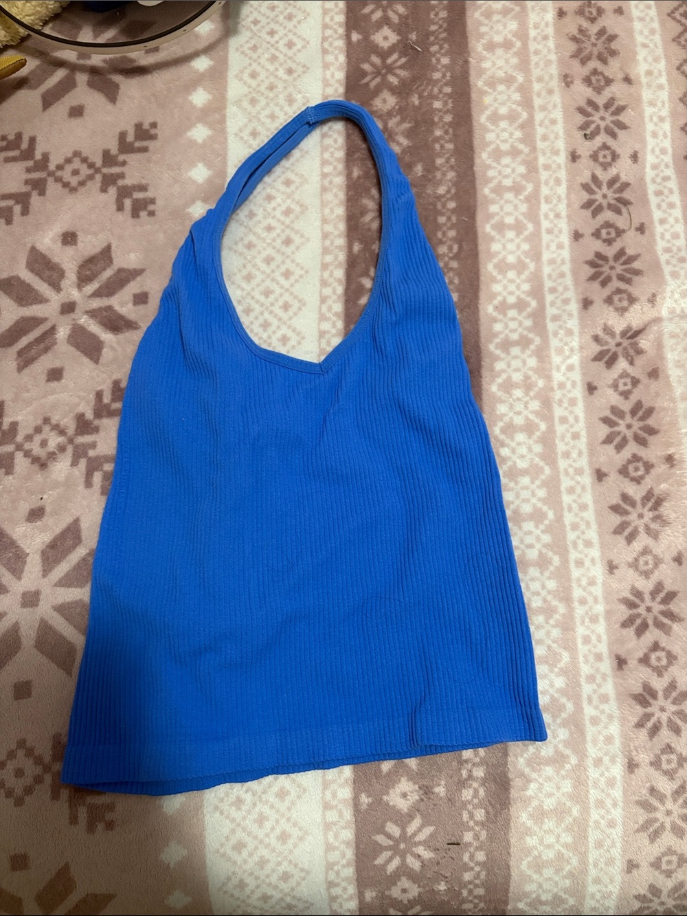 Ribbed Royal Blue Shoulder Tote Bag